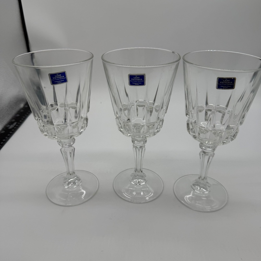 Lady Victoria chantelle Crystal Stemware Wine Water Goblets France Set of 3
